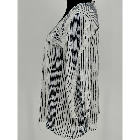 Vintage American Blues Boho Chic Cottagecore Earthy Ruffle Top Women Size L - Picture 3 of 8